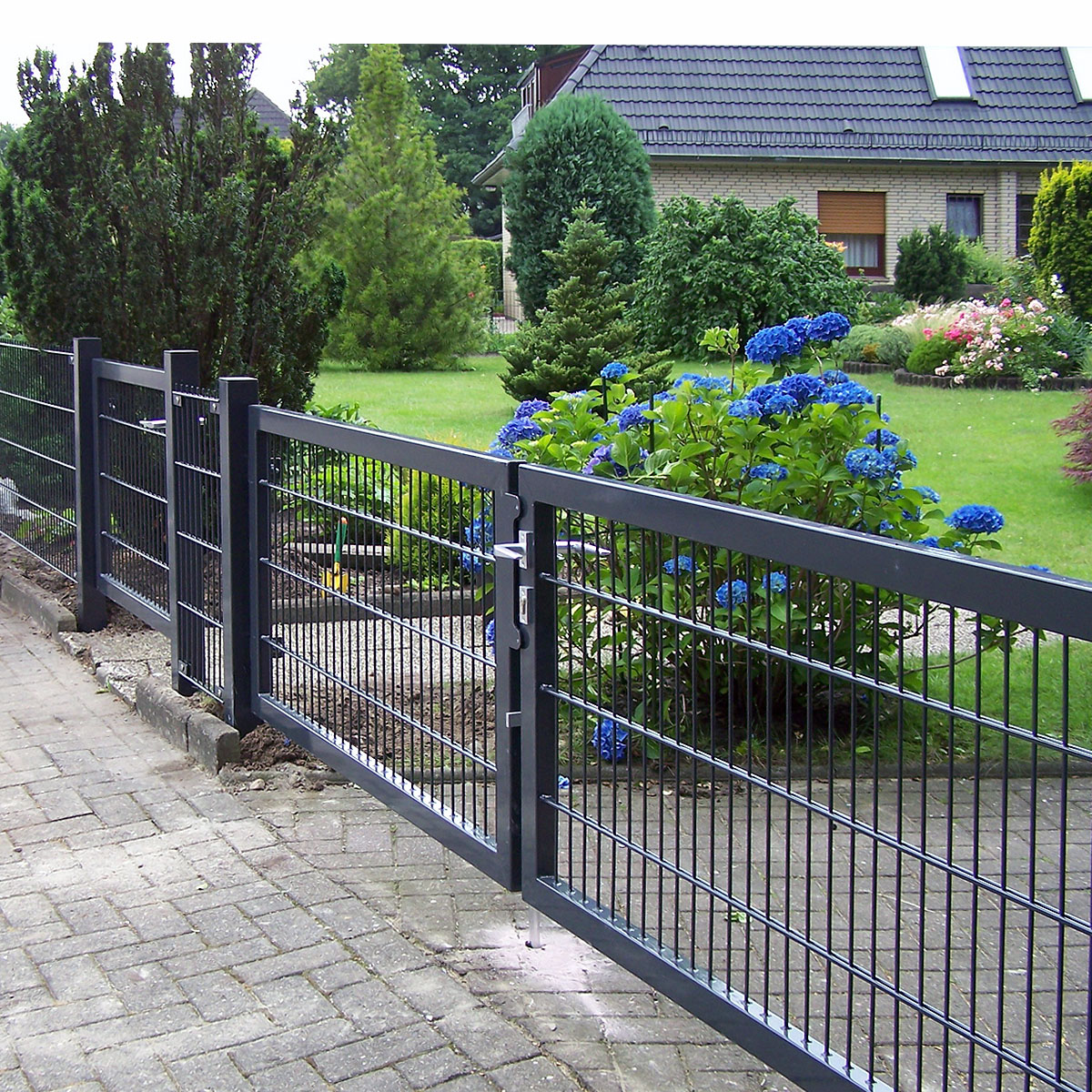 20m Gittermattenzaun Doppelstab 123cm anthrazit Zäune Metallzaun Zaun Stabmatten