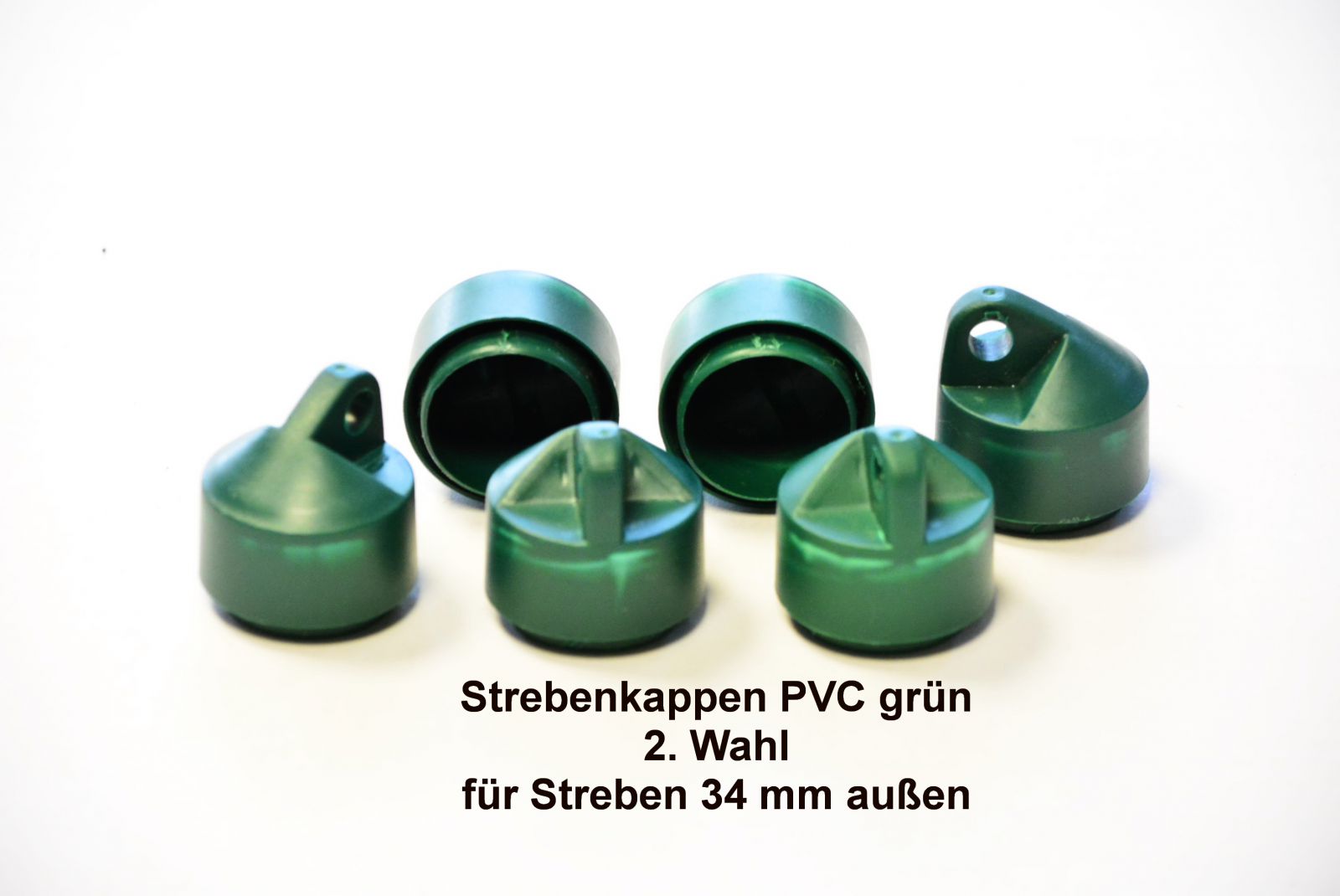Strebenkappe 2. WAHL, grün, aus PVC - Paket á 6 Stk.