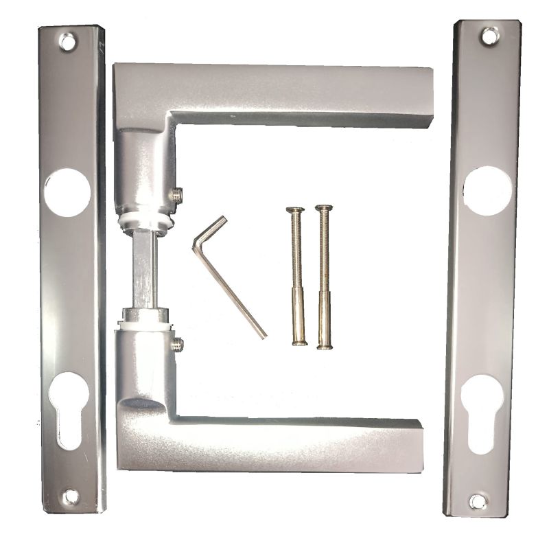 Garten Tor Tür Beschlag Drücker / Klinken Set inkl. Langschilder Aluminium