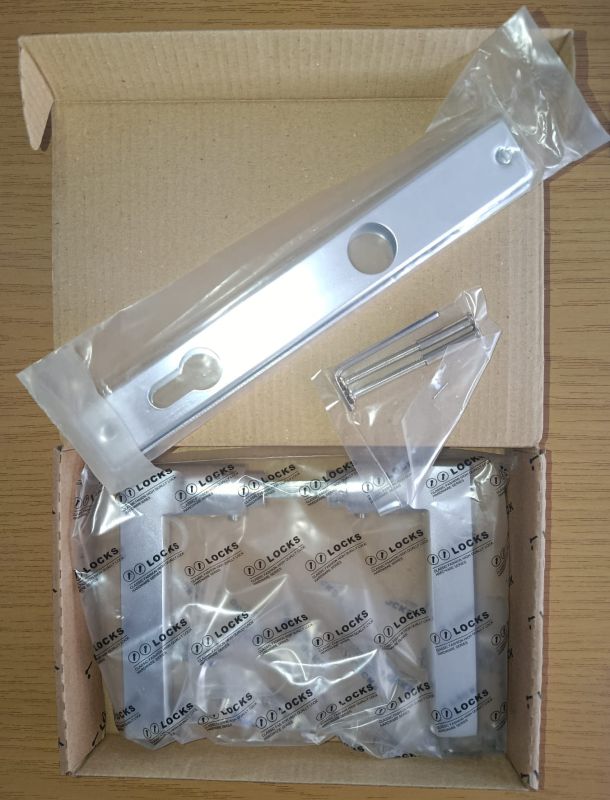 Garten Tor Tür Beschlag Drücker / Klinken Set inkl. Langschilder Aluminium