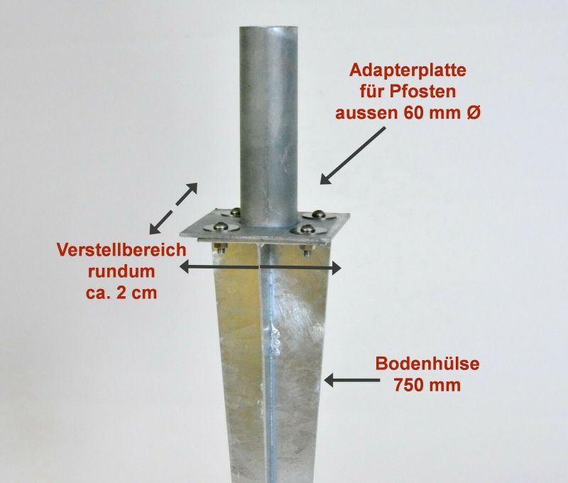 Justierbare Einschlaghülse für Torpfosten Ø 60 mm