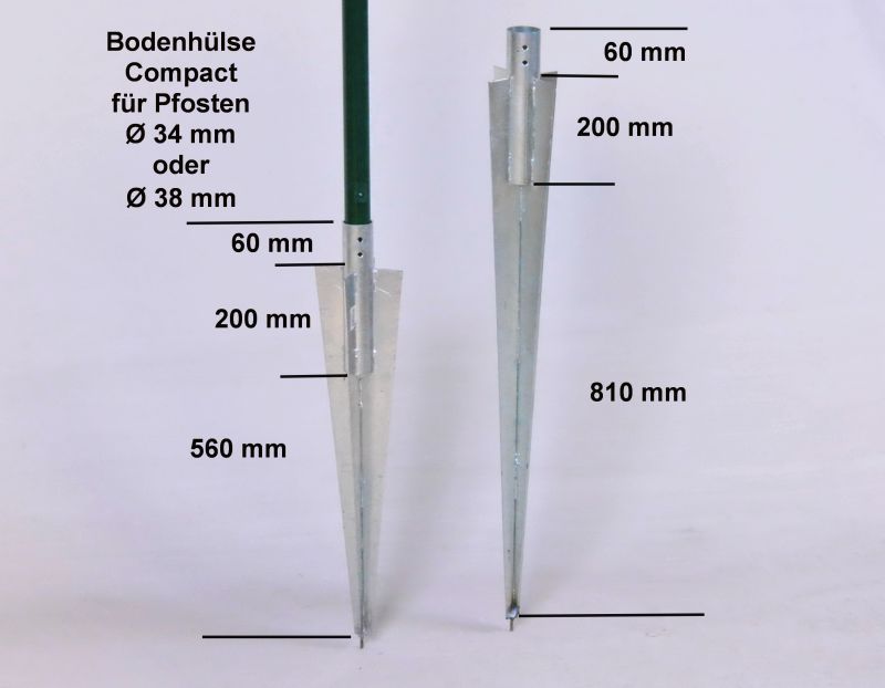 Bodenhülse-Einschlaghülse-Pfostenträger für Pfosten Ø 34 mm - Länge 56 cm