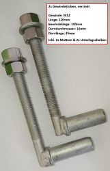 Gewindekloben Set - Verzinkt - Länge 120mm - Dorndurchmesser 16mm