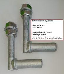 Gewindekloben Set - Verzinkt - Länge 90mm - Dorndurchmesser 16mm