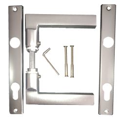 Garten Tor Tür Beschlag Drücker / Klinken Set inkl. Langschilder Aluminium