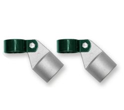 Strebenkappe Alu 38 mm + Schelle grün SET - Paket á 2 Stk.