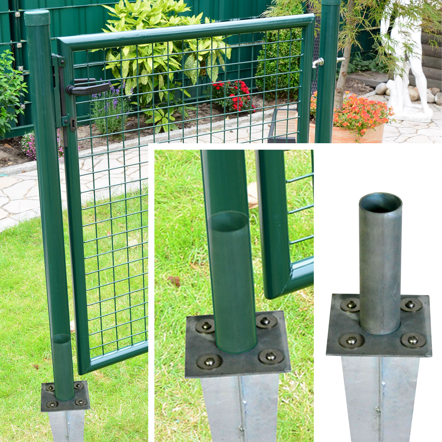 15x Recyclingpfosten Grau 80x1750 mm Zaunpfosten Kunststoffpfosten Pfahl Draht